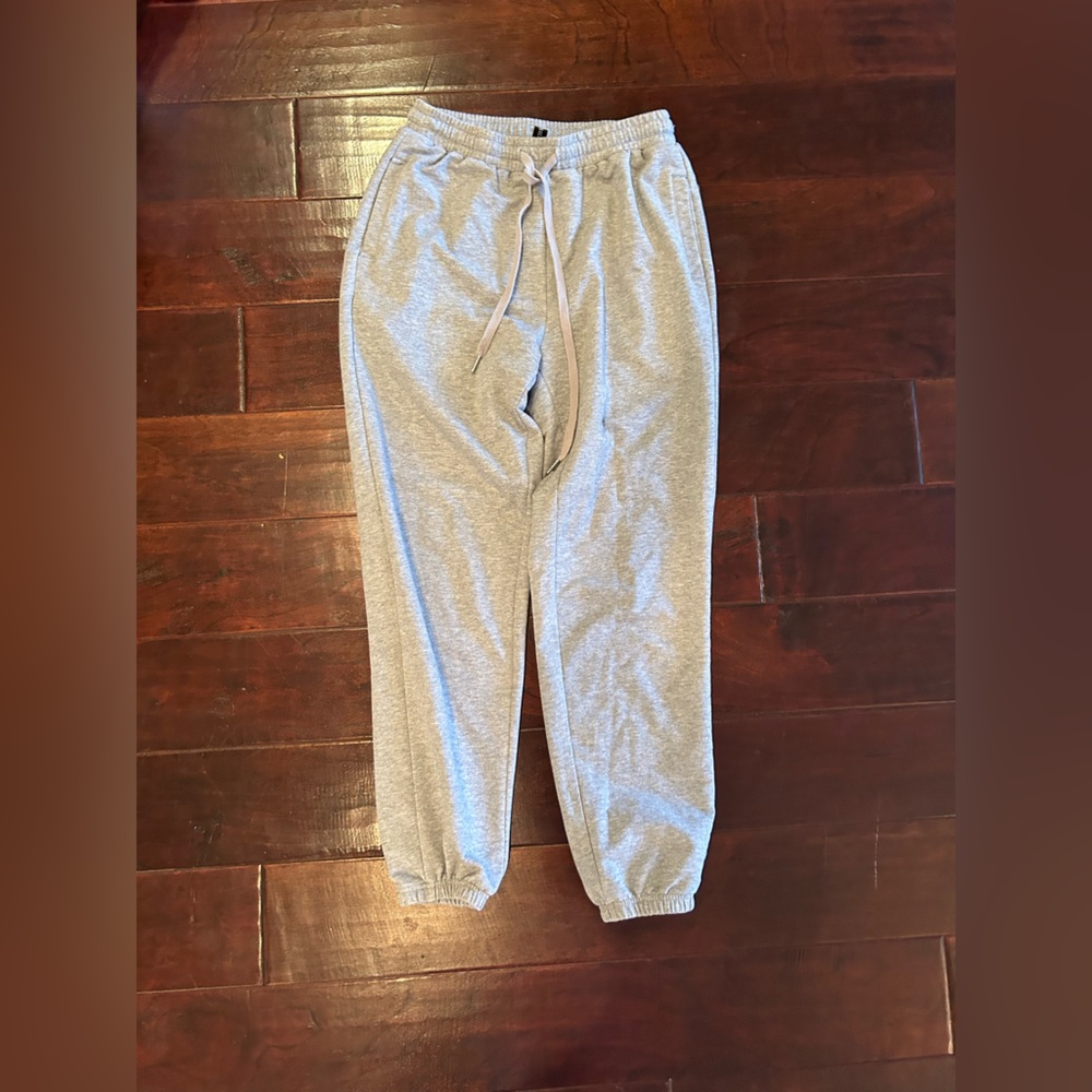 light gray joggers.